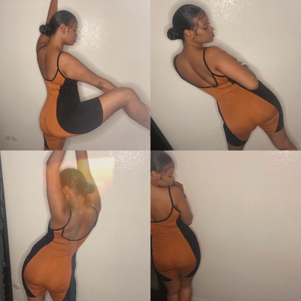 Color block spaghetti strap romper